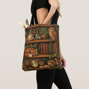 Tote Bag Amateur de livres rétro animaux de la forêt