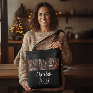 Tote Bag Amateurs de Chocolat Noir Établis 3 Photo Script