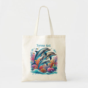 Tote Bag Amateurs de dauphins mignons ajouter le nom