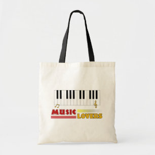Tote Bag Amateurs de musique Piano Word Art coloré