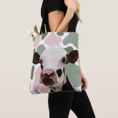 Tote Bag Amateurs de vaches Sage Green et Rose Cow Imprimer (De près)