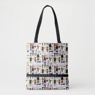 Tote Bag Amateurs de vin Bouteilles, verres et accessoires