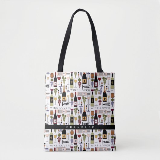 Tote Bag Amateurs de vin Bouteilles, verres et accessoires  (Devant)