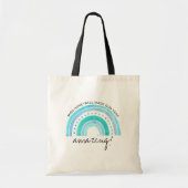 Tote Bag Amazing Teacher Blue Doodle Rainbow Personalized (Devant)