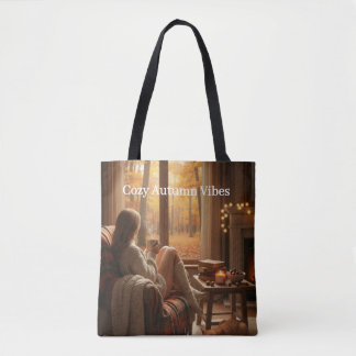 Tote Bag Ambiance Automne Cosy | Fenêtre de cabane d'automn