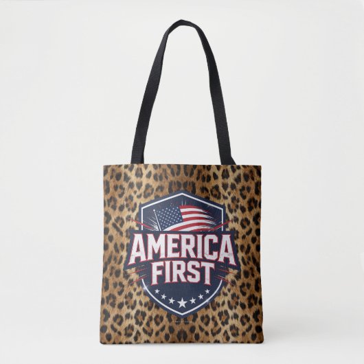 Tote Bag America First - Impression léopard - Fourre-tout (Devant)