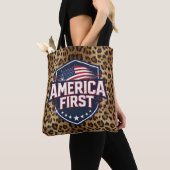 Tote Bag America First - Impression léopard - Fourre-tout (De près)