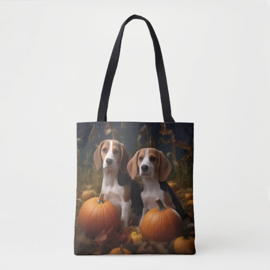 Tote Bag American Anglais Foxhound Puppy Automne Delight (Devant)