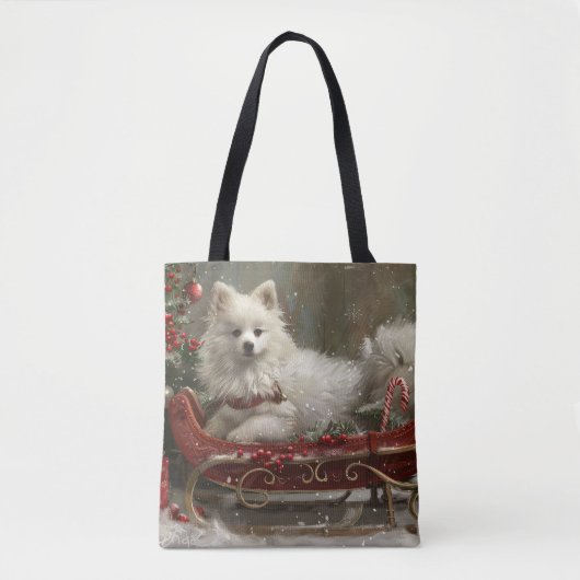 Tote Bag American Eskimo Chien Festif de Noël