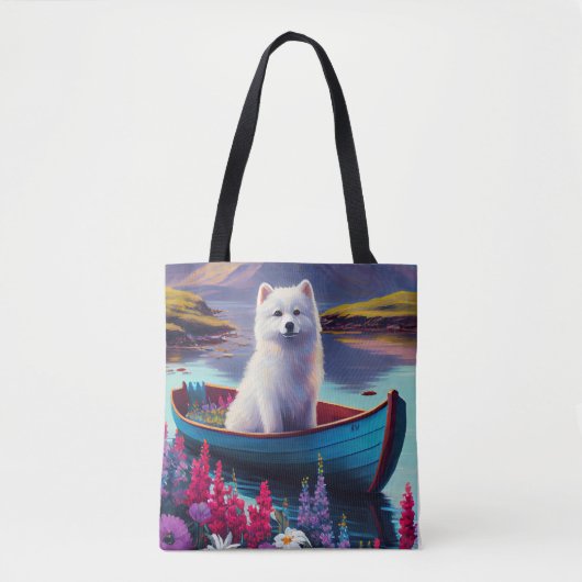 Tote Bag American Eskimo Dog on Paddle : Une aventure Pitto (Devant)