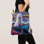 Tote Bag American Eskimo Dog on Paddle : Une aventure Pitto (De près)