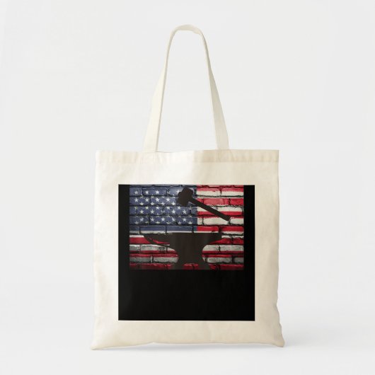 Tote Bag American Flag Vintage Patriotic Blacksmith Anvil (Devant)