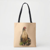 Tote Bag American Game Hen et poulets de bébé (Devant)