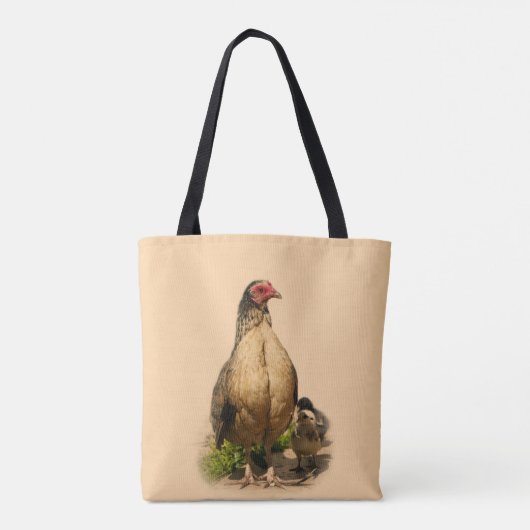 Tote Bag American Game Hen et poulets de bébé (Dos)