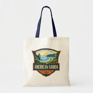 Tote Bag American Samoa National Park Illustration Retro