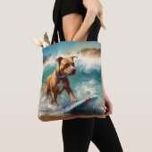 Tote Bag American Staffordshire Beach Surf Peinture (De près)