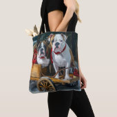 Tote Bag American Staffordshire Snowy Sleigh Noël (De près)
