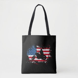 Tote Bag American US Flag Motorcycle Funny Sport Lover