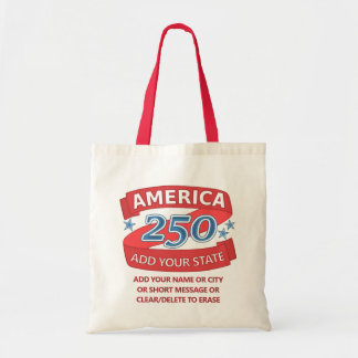 Tote Bag Amérique 250 Ajouter État Rouge Blanc Bleu Ajouter
