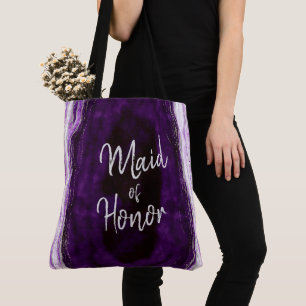 Tote Bag Amethyst Purple & Silver Géode Agate Maid of Honor