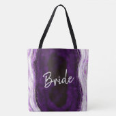 Tote Bag Amethyst Purple & Silver Géode Agate Marbre Bride (Devant)