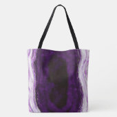 Tote Bag Amethyst Purple & Silver Géode Agate Marbre Bride (Dos)