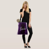 Tote Bag Amethyst Purple & Silver Géode Agate Marbre Bride (Sur le modèle)