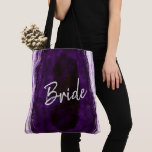 Tote Bag Amethyst Purple & Silver Géode Agate Marbre Bride<br><div class="desc">Amethyst violet & Silver Géode Agate Marbre, Avec des accents de papier argenté brillant, et police de script moderne brossé tendance. Ultra Violet violet, Lavande, et de pierre blanche, est luxueux et moderne pour votre mariage - Sacs fourre-tout de mariée personnalisée! ~ Regardez ma boutique pour voir l'ensemble de la...</div>