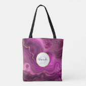 Tote Bag Améthyste Violet Et Monogramme D'Agate Abstrait Or (Dos)