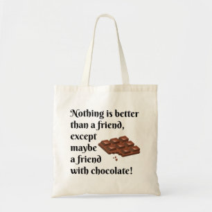 Tote Bag Amis drôles avec le texte de noir de chocolat