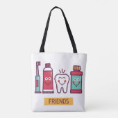Tote Bag Amis oraux de soin de bande dessinée (Dos)