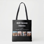 Tote Bag Amis pour toujours noir blanc photo nom collage (Devant)