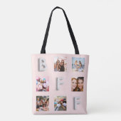 Tote Bag Amis rose or argent noir collage photo (Dos)