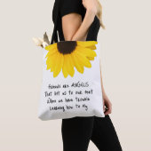 Tote Bag Amis Sont Anges Citation Initiales Tournesol (De près)