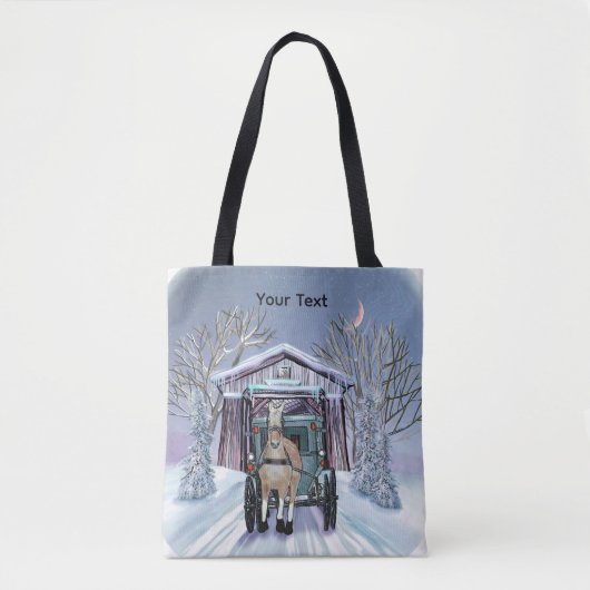 Tote Bag Amish Winter Covered Bridge  (Devant)