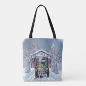 Tote Bag Amish Winter Covered Bridge  (Dos)