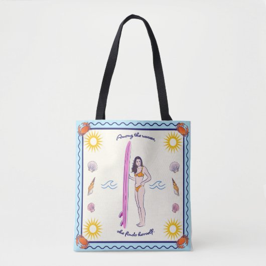 Tote Bag Among the waves, she finds herself. (Devant)