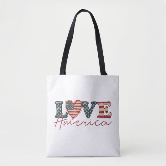 Tote Bag Amour Amérique Fête de l'Indépendance (Devant)