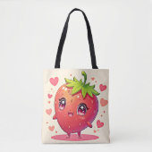 Tote Bag Amour aux fraises adorable (Devant)