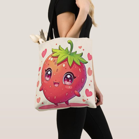 Tote Bag Amour aux fraises adorable (De près)
