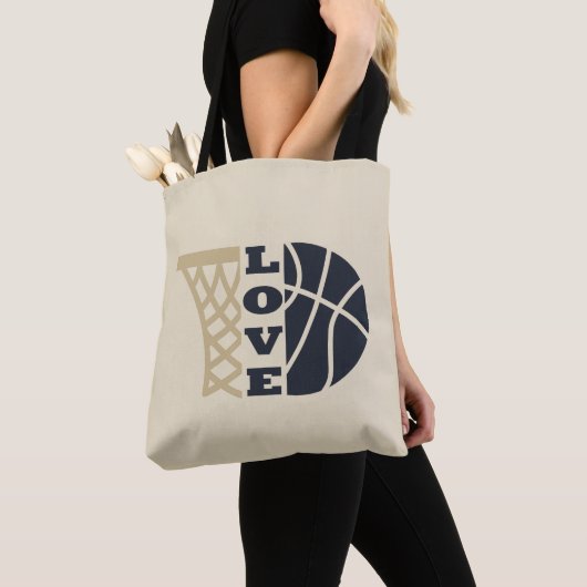 Tote Bag amour basket-ball et balle bleue (De près)