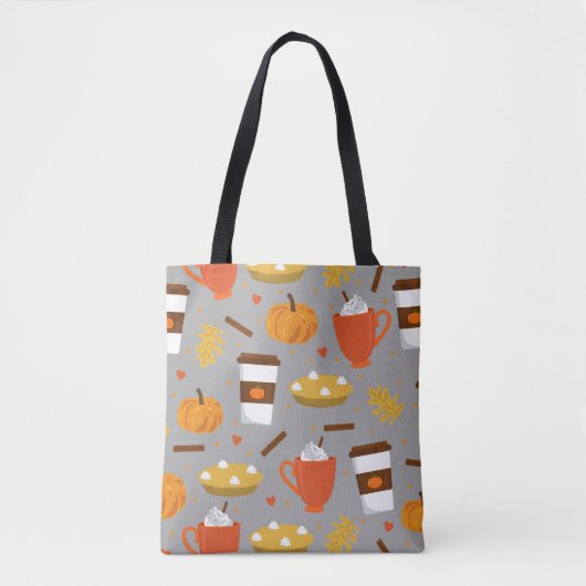 Tote Bag amour citrouille épice gris (Devant)