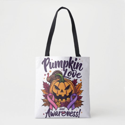 Tote Bag Amour citrouille et sensibilisation (Devant)