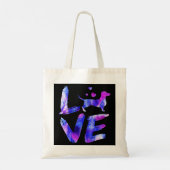 Tote Bag Amour Daschund Doxie Weiner Aquarelle Blue Chien M (Dos)