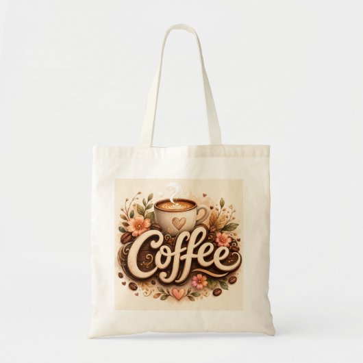 Tote Bag Amour de café floral (Devant)
