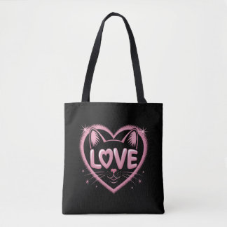 Tote Bag Amour de chat étincelant