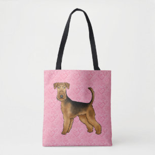 Tote Bag Amour de chien Airedale Terrier avec motif de cœur
