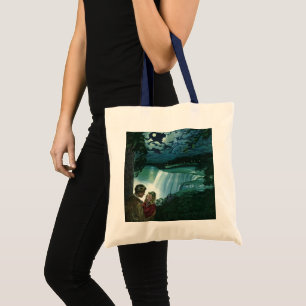Tote Bag Amour de lune de miel vintage, jeunes mariés aux c