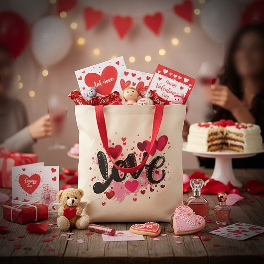 Tote Bag Amour doodle art valentin