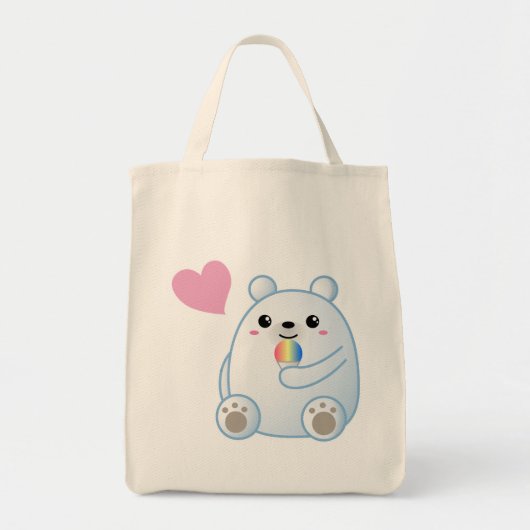 Tote Bag Amour d'ours blanc (Devant)